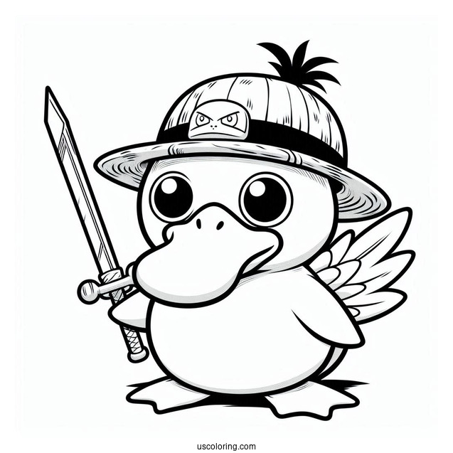 Psyduck Coloring Page Cosplaying As Luffy