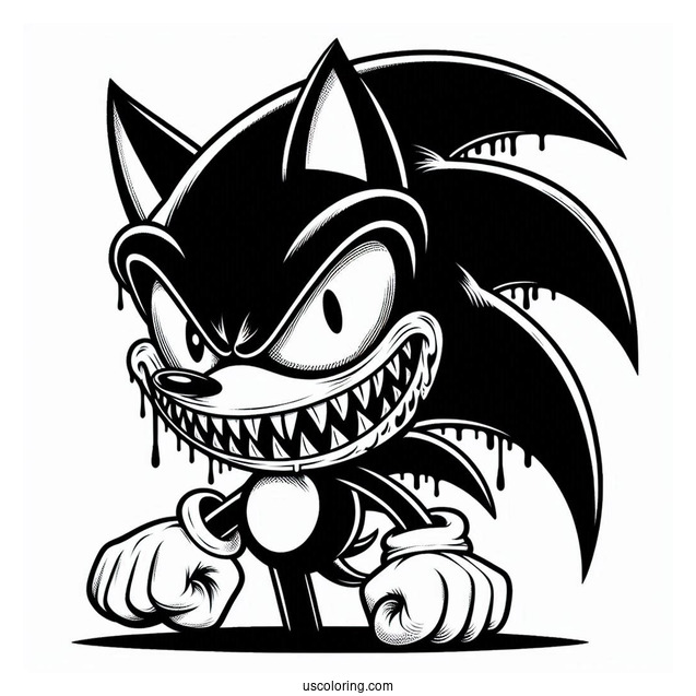Sonic Exe Coloring Page With Scary Grin
