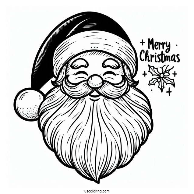 Easy Santa Face To Color With Merry Christmas Text