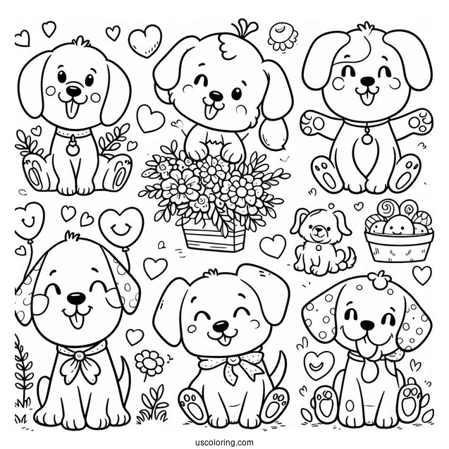 Smiling Critters Coloring Page Of Happy DogDay For Preschoolers