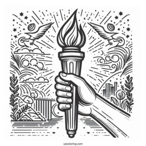 Hand Holding Olympics Coloring Page Of Torch
