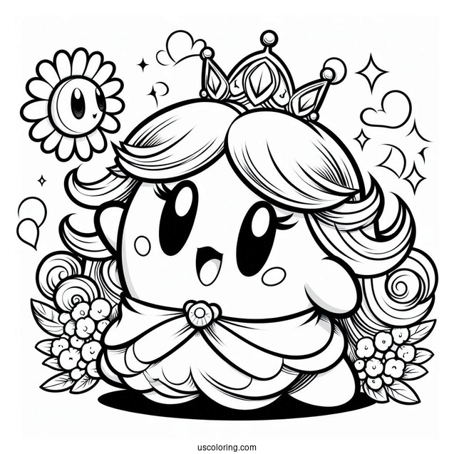 Princess Daisy Coloring Page With Kirby