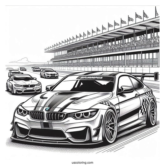 BMW Coloring Page M4 Race Car
