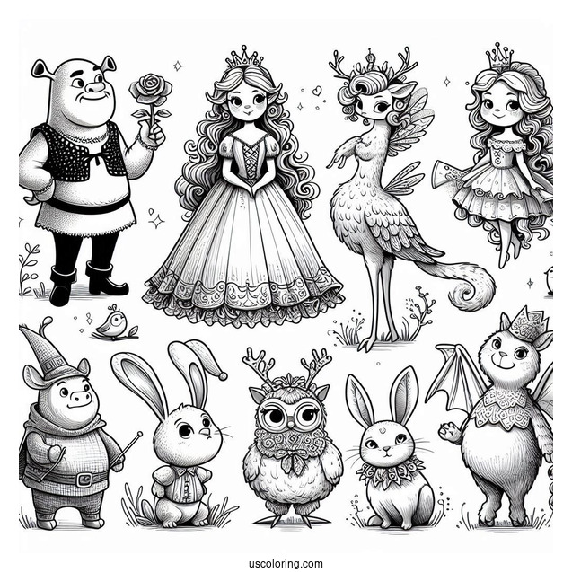 Fairy Tale Creatures From Shrek To Color