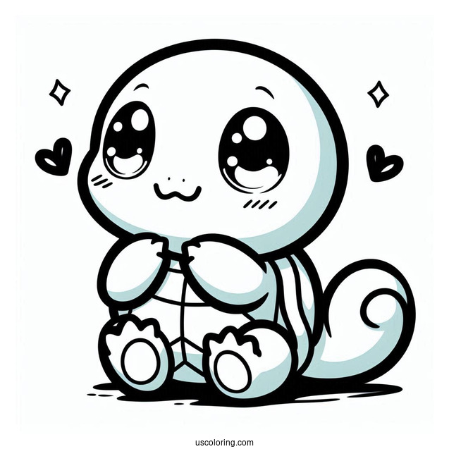 Kawaii Squirtle Coloring Page For Kids