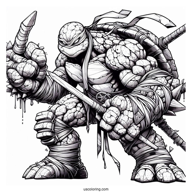 Ninja Turtles Coloring Page Of Detailed Rocksteady