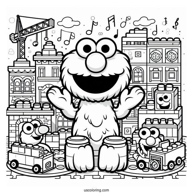 Lego Themed Elmo Coloring Page
