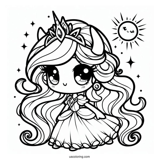 Chibi Princess Celestia Coloring Page For Kids