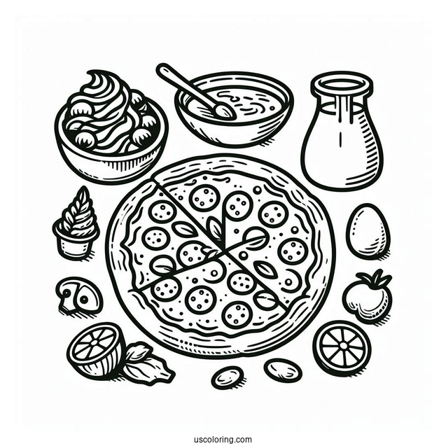 Simple Outline Of Pizza To Color For Kids