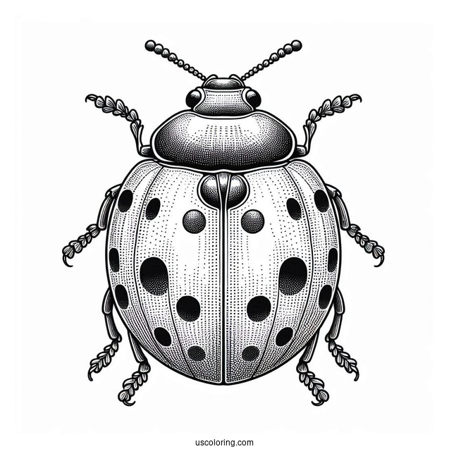 Top View Orange Lady Beetle Coloring Page