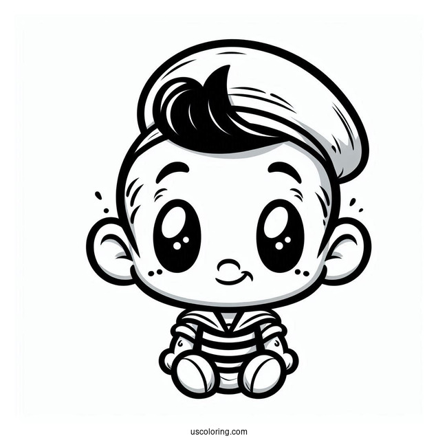 Cute Chibi Popeye Coloring Page For Preschoolers