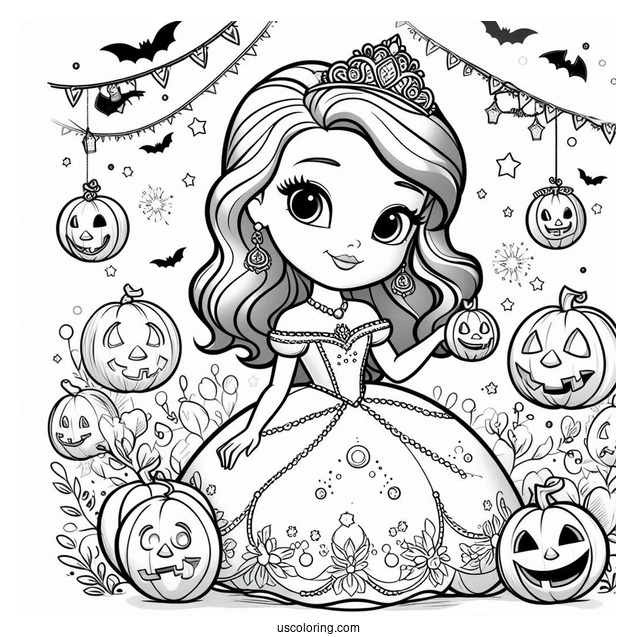 Sofia The First Coloring Page Of Halloween Ball