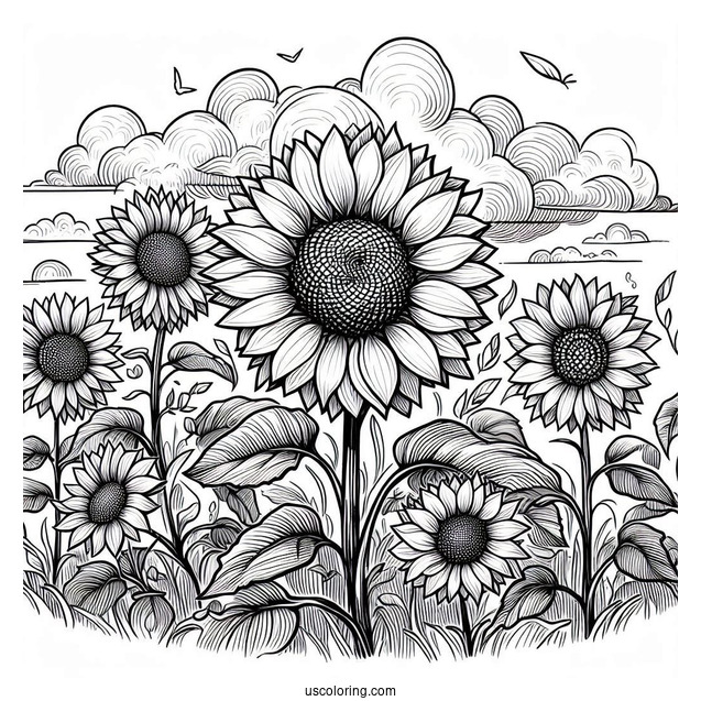 Sunflowers During A Cloudy Day