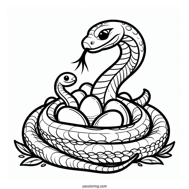 Mother Snake Protecting Eggs