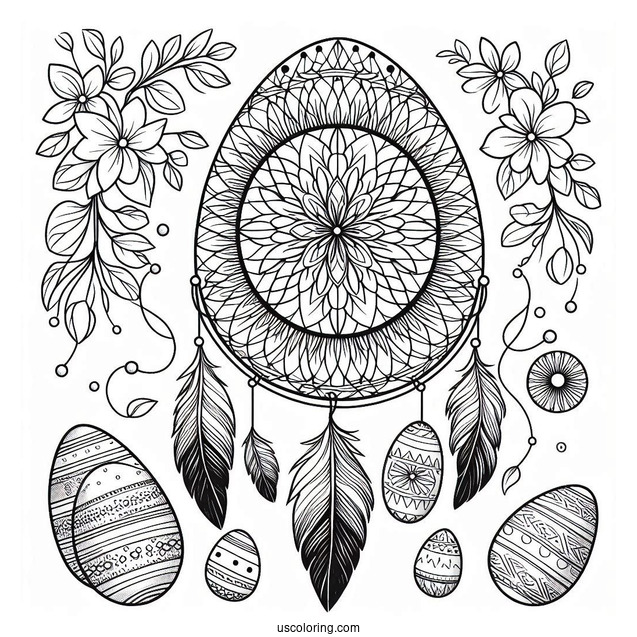 Floral Easter Egg Coloring Page Dreamcatcher