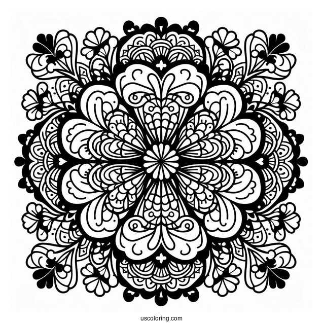 St. Patrick's Day Coloring Page Intricate Clover Mandala