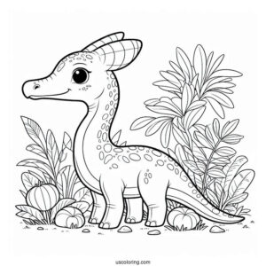 Cute Parasaurolophus Coloring Page For Kids