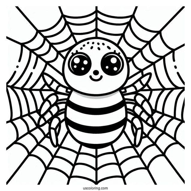 Cute Cartoon Spider On Web