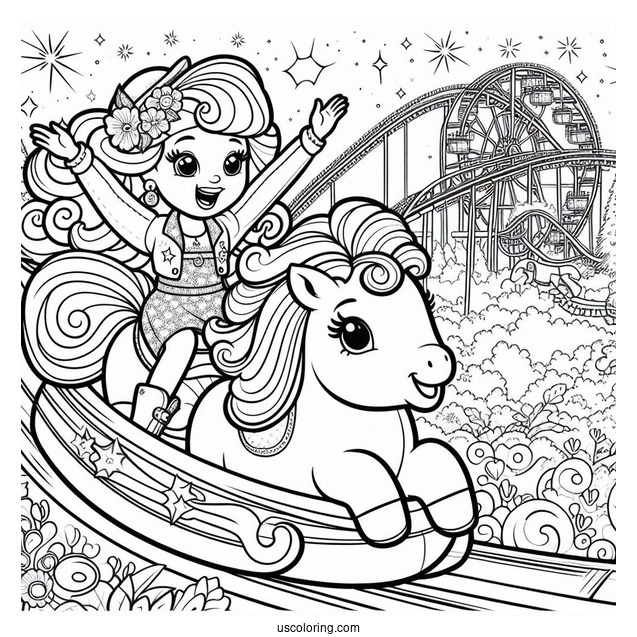 Polly Pocket Coloring Page Riding Rollercoaster With Lila And Shani