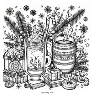 Christmas Coloring Pages For Adults Of Christmas Hot Beverages Coloring Page