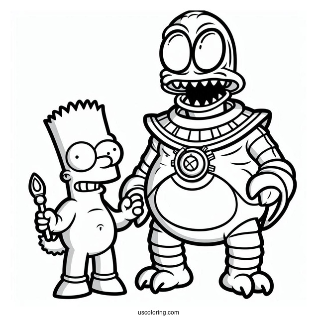 Simpsons Coloring Pages Of Kang And Kodos Simpsons Alien
