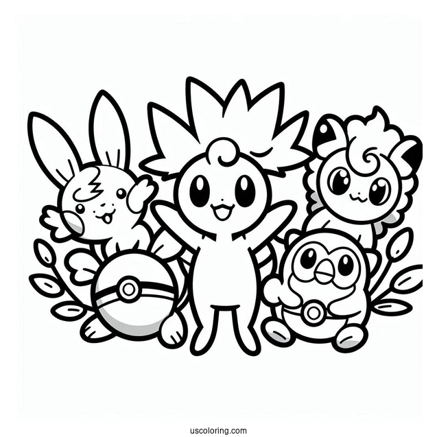 Pokemon Logo With Badges Coloring Sheet