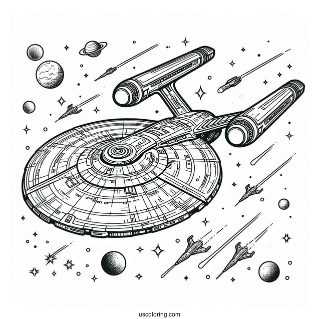 Star Trek Coloring Page Of Detailed Maquis Raider Starship