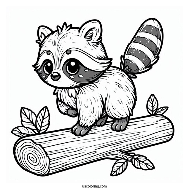 Small Raccoon Coloring Page Balancing On A Ledge