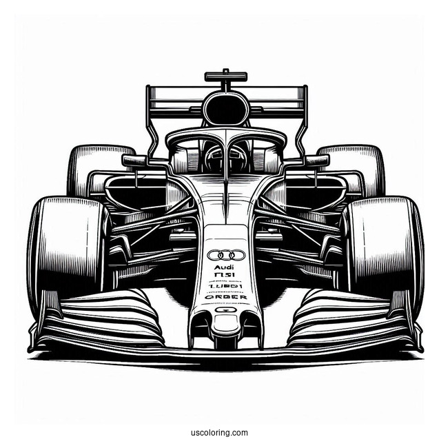 Front View Of Audi F1 Coloring Page Race Car