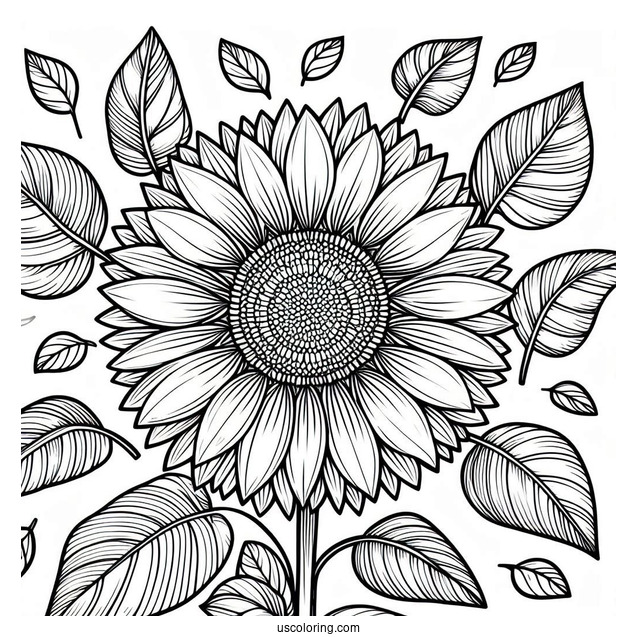 Sunflower Surrounded By Leaves