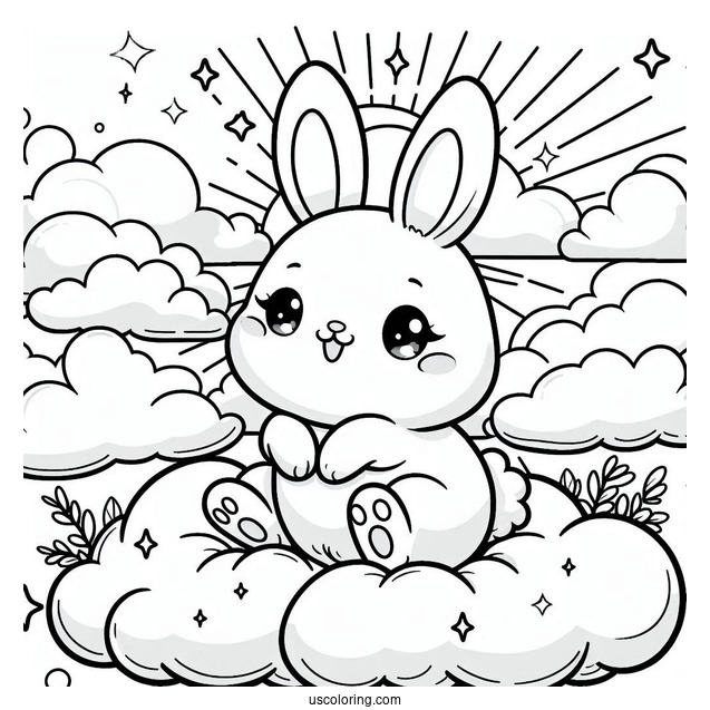 Sunny Bunnies Coloring Page Of Adorable Shiny In The Clouds