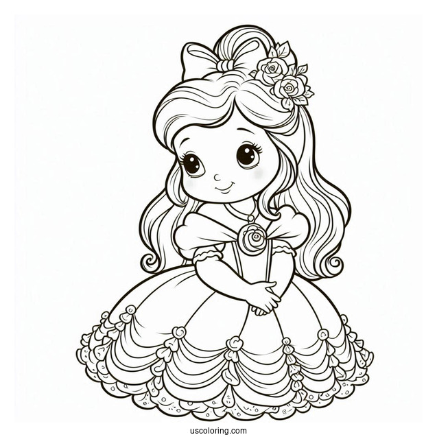 Precious Moments Coloring Page Of Belle For Preschoolers