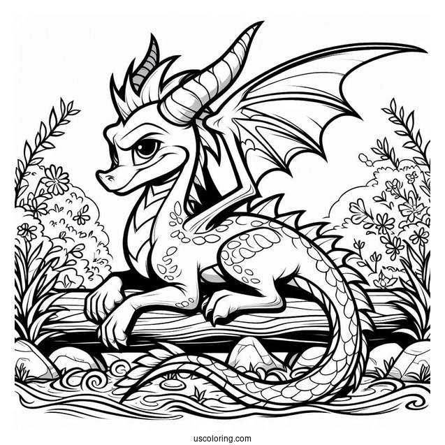 Sypro Coloring Page Detailed Cynder On A River