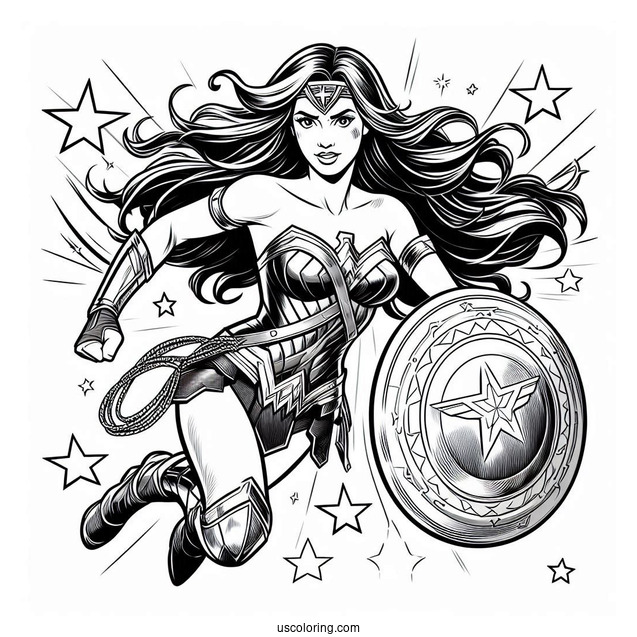 Realistic Justice League Coloring Page Wonder Woman