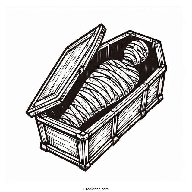 Mummy Coloring Page Of Simple Open Egyptian Coffin