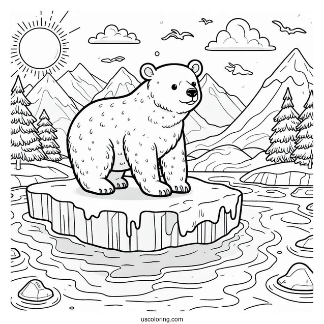 Coloring Page Of Polar Bears On Ice