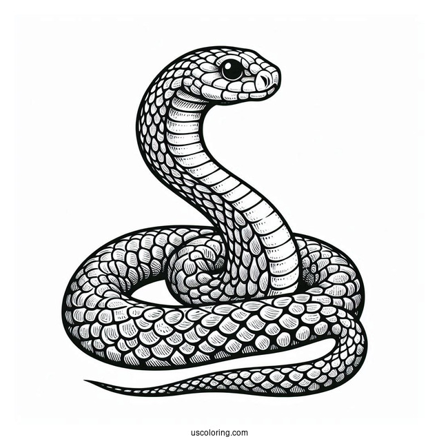 Snake With Detailed Scales To Color