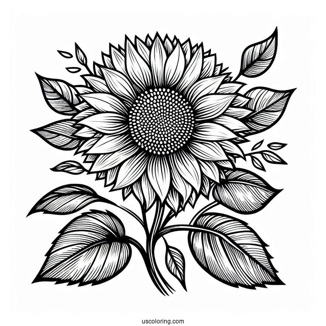 Artistic Sunflower Coloring Sheet