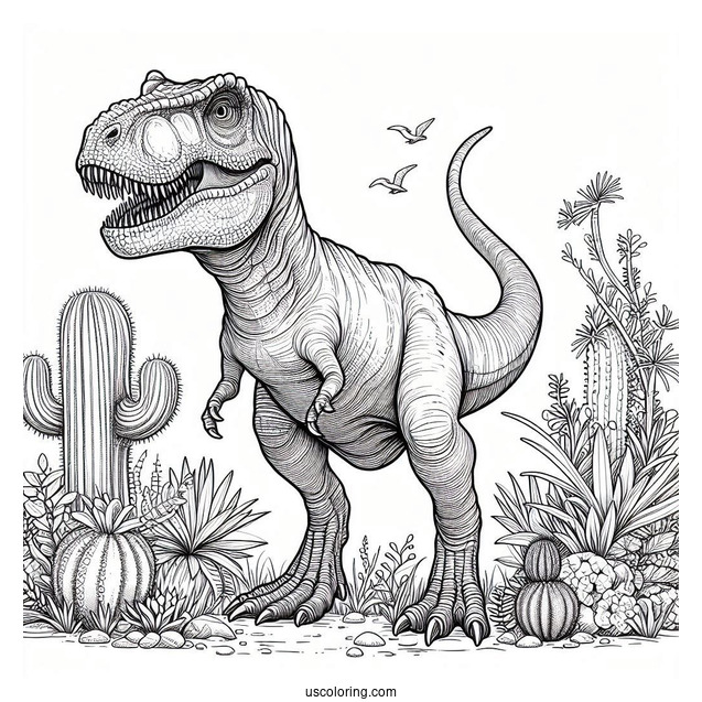 Realistic T-Rex Coloring Page For Kids