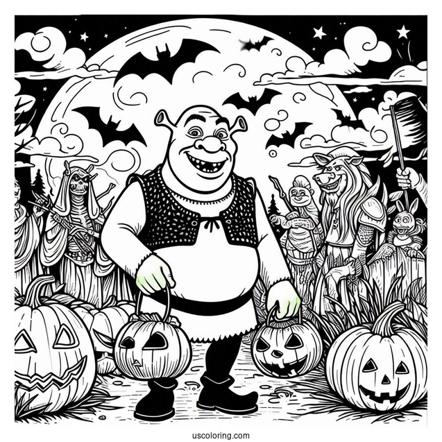 Halloween Themed Shrek Coloring Page