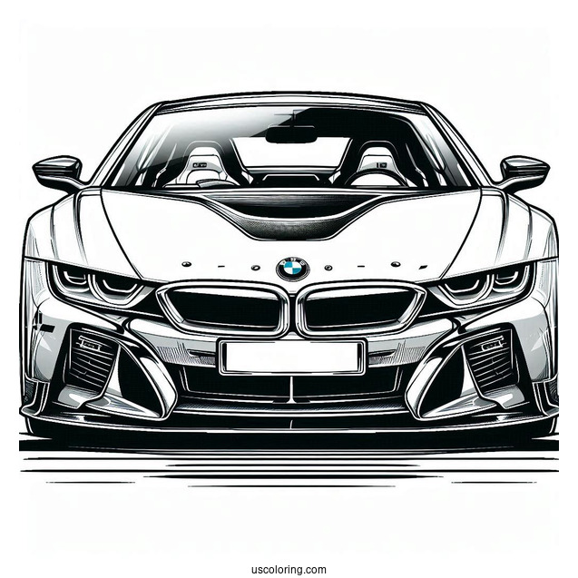 Front Of BMW Coloring Page i8 Race Car