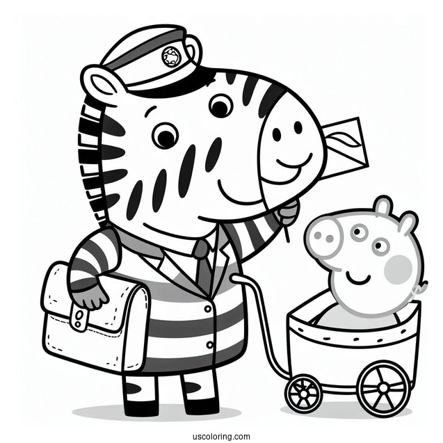 Mr Zebra Delivering Mail To Peppa