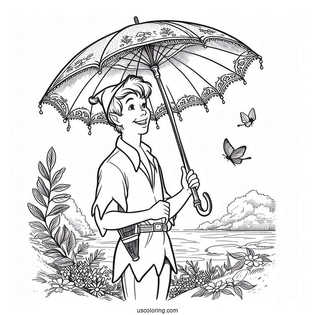 John Darling Holding Umbrella