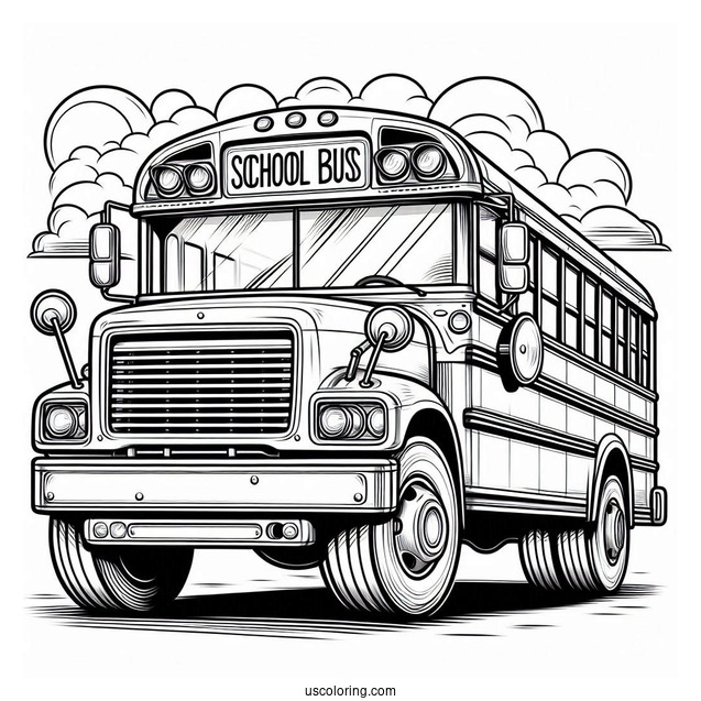 Front View Of School Bus To Color