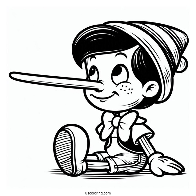 Pinocchio Coloring Page With Super Long Nose For Lying