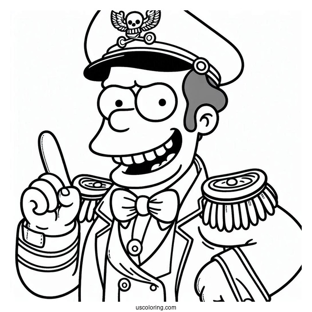 Simpsons Coloring Pages Of Easy Grinning Captain McCallister For Kids