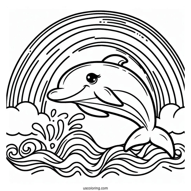 Dolphins With Rainbow Coloring Page