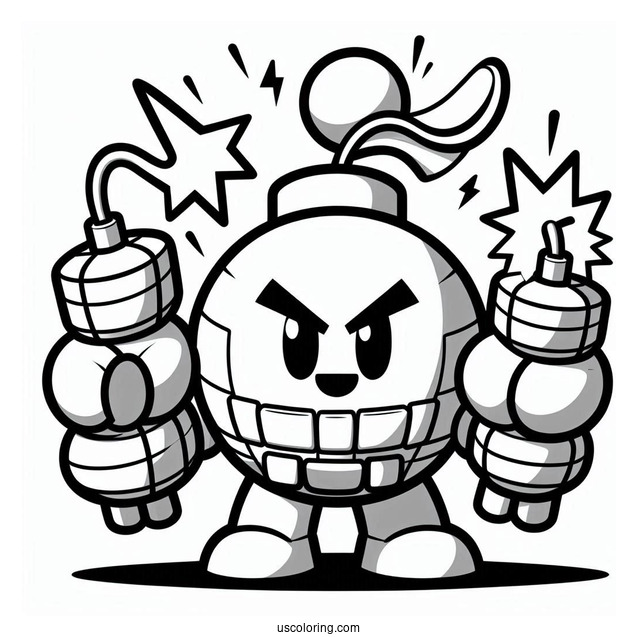 Brawl Stars Coloring Page Of Dynamike Holding Dynamites