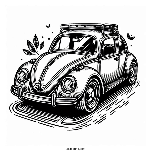 Detailed Volkswagen Beetle Coloring Sheet