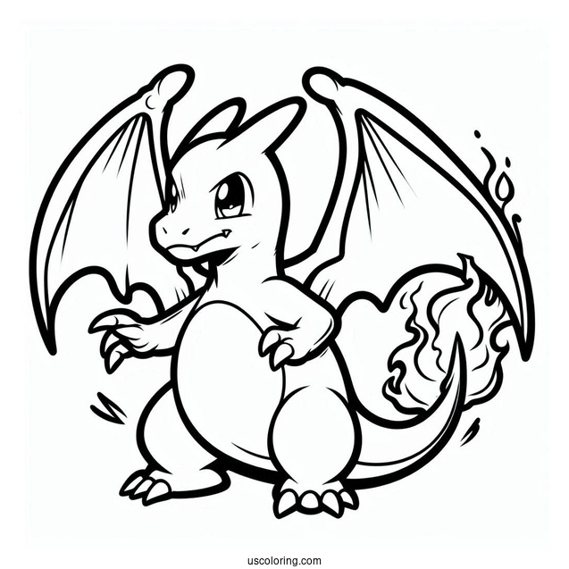 Easy Charizard Outline Coloring In For Kids